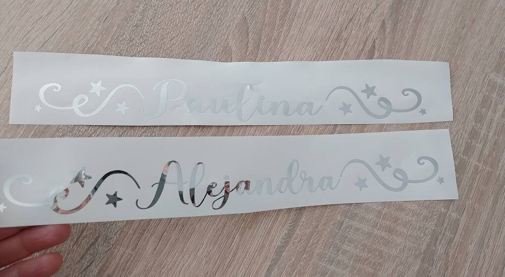 Frase o nombre en vinilo adhesivo para aro gimnasia rítmica - Imagen 5
