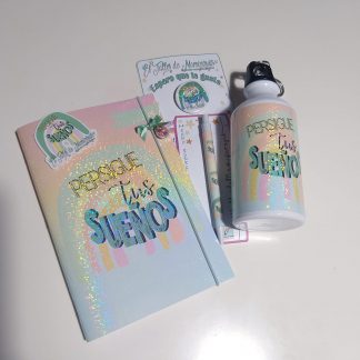 Lote Bidón + libreta + boli "Sigue tus sueños"