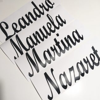 Nombre personalizado en vinilo adhesivo 9x27 cm.