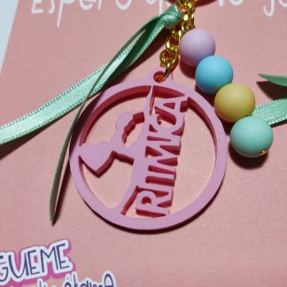 Llavero gimnasia rítmica metacrilato color rosa