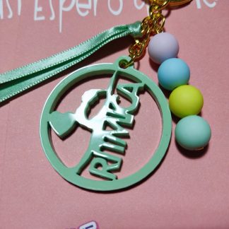 Llavero gimnasia rítmica metacrilato color verde agua