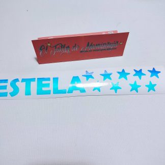 Nombre adhesivo holográfico + estrellas