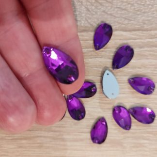 Cristal para coser forma de gota. Color Dark Amatista
