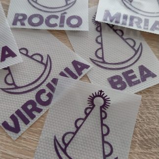Vinilo textil Virgen del Rocío + nombre