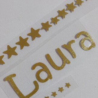Nombre vinilo textil glitter 3x10 + estrellas