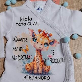 Body bebé personalizado Animales "quieres ser mi madrina?