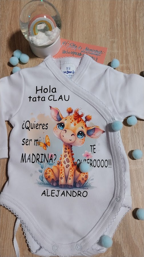 Body bebé personalizado Animales "quieres ser mi madrina?