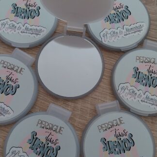 Espejo de bolsillo + pegatina personalizada (Lote 8 unidades)